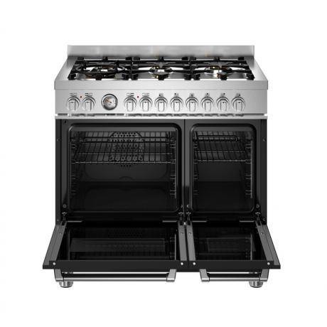 BERTAZZONI MAS96L2ENET Κουζίνα Ηλεκτρική με 2 Φούρνους και Εστίες Αερίου 90cm Μαύρο